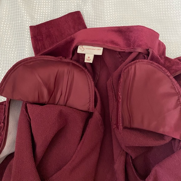 db( Dressbarn) Womens Blazer Jacket Maroon Hook Closure Soft Fit/Flare, M - Picture 15 of 16